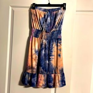 Women Strapless Dress Tie Dye Size Small